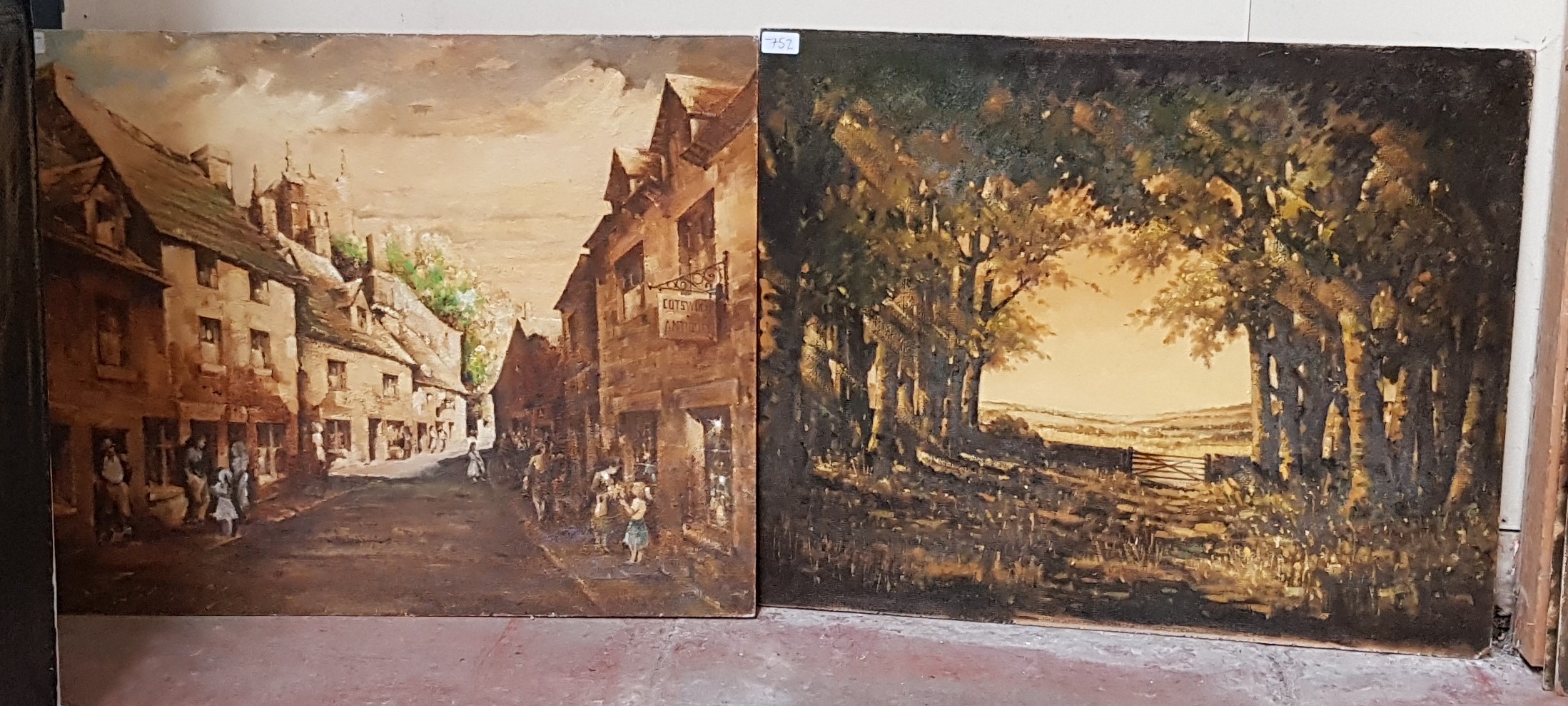 Five 20th century school original works, oil on board, landscape scenes, 76.5cm x 61cm each, all - Image 3 of 3