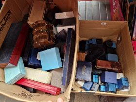 Two boxes of assorted jewellery boxes.