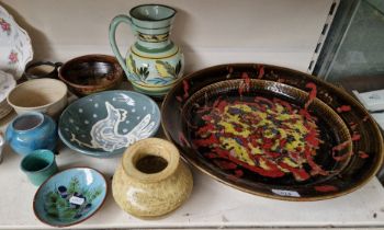 Studio pottery - 10 items including a charger by John Rivers, Riddings Pottery, Derbyshire measuring