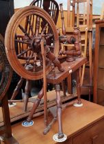 An oak spinning wheel.