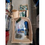 A box of assorted Meccano items