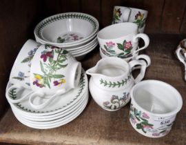 Portmeirion ‘Botanic Garden’ - 6 cups & saucers, milk jug, sugar basin and 6 bowls (20 pieces)