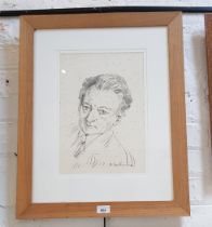 Robert Lenkiewicz (1941-2002), pencil portrait of a man, 26cm x 37.5cm, signed to lower right,