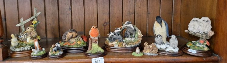 10 Country Artists figures including ‘Mallard Duck with Ducklings’ (01650), Double Owlet (CA560),