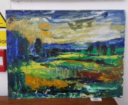 James Lawrence Isherwood (1917-1989), 'Kenilworth Meadow', oil on board, 40.5cm x 30.5cm, titled