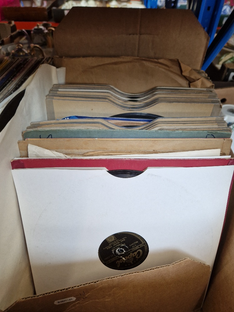 A box of 78rpm records.