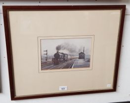C D Holland (British, 20th century), watercolour, railway scene with steam locomotive, 23cm x