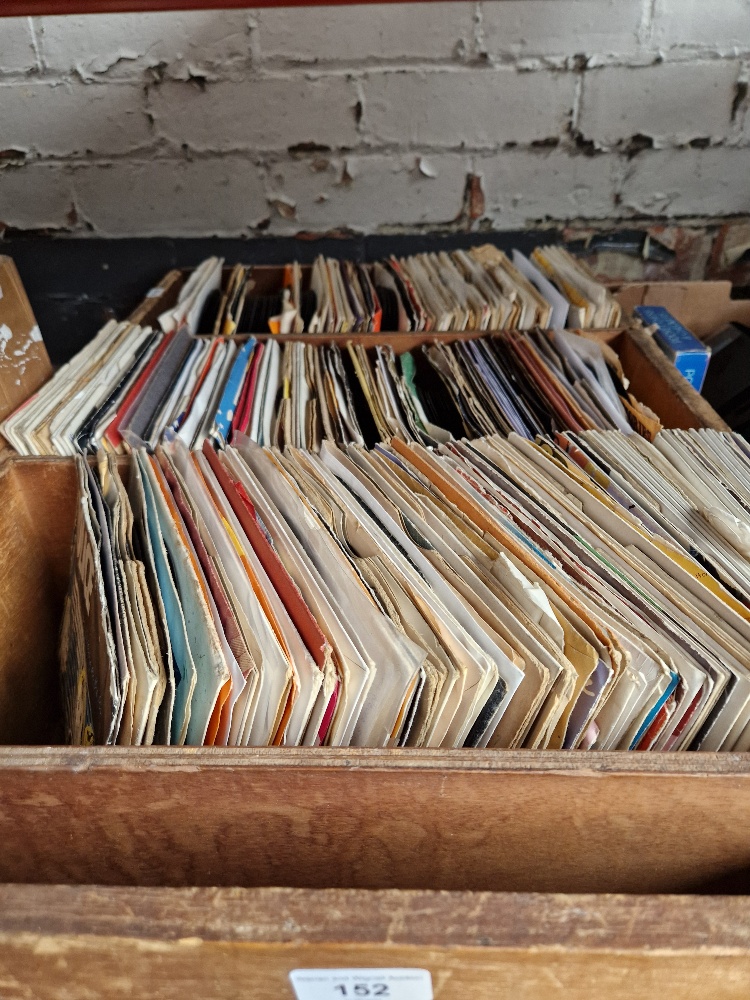 A box of mixed soul, rock & pop 7" vinyl singles.