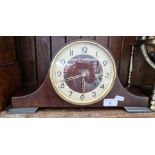 A Westminster chime mantle clock, with key