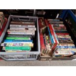 A box of children's books and box of antiques and collector's guide books.