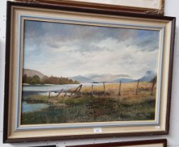 Marion Bradley (British, 20th century), oil on canvas, landscape scene, 64.5cm x 45cm, signed to