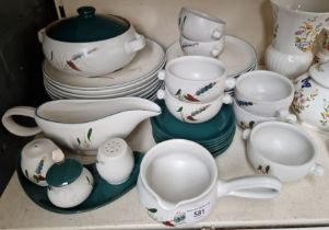 Denby ‘Greenwheat’ dinner wares including dinner plates, soup bowls & stands etc. (approx 38 pieces)