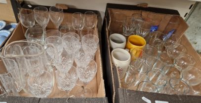 Two boxes of glassware