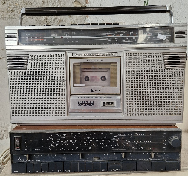 A Sharp GF-6060 boom box & a Bang & Olufsen Beomaster 1400 tuner/amp.