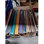 A box of vinyl LP records and box sets, Frank Sinatra, etc.