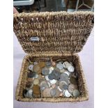 A basket of world coins