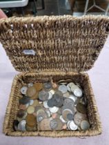 A basket of world coins