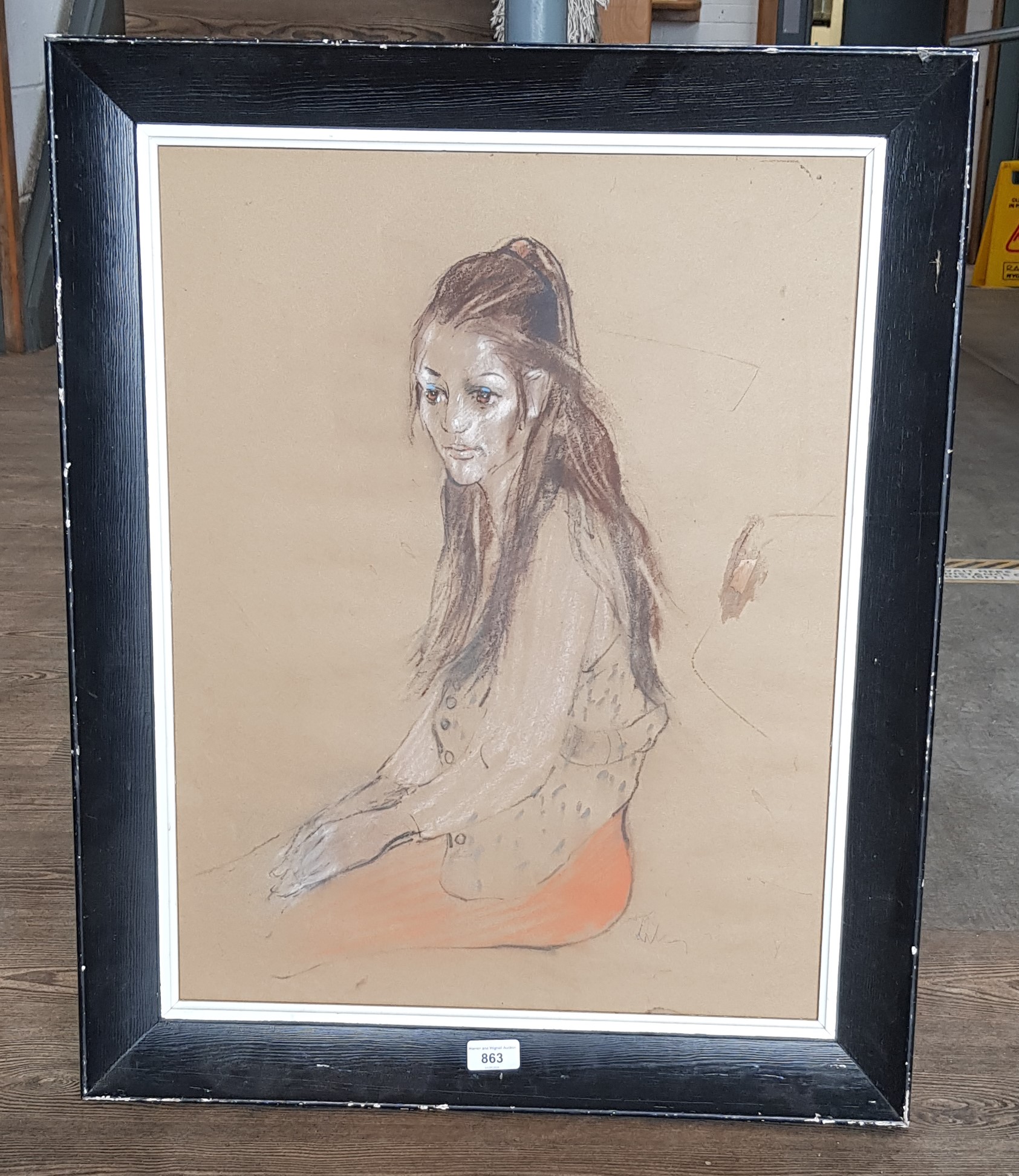 Harold Riley (British, 1934-2023), pastel portrait of a woman, 47cm x 60.5cm, signed 'Riley 70' to