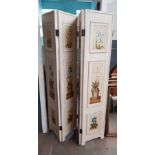 A hand painted folding screen