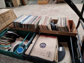 Four boxes of assorted records.