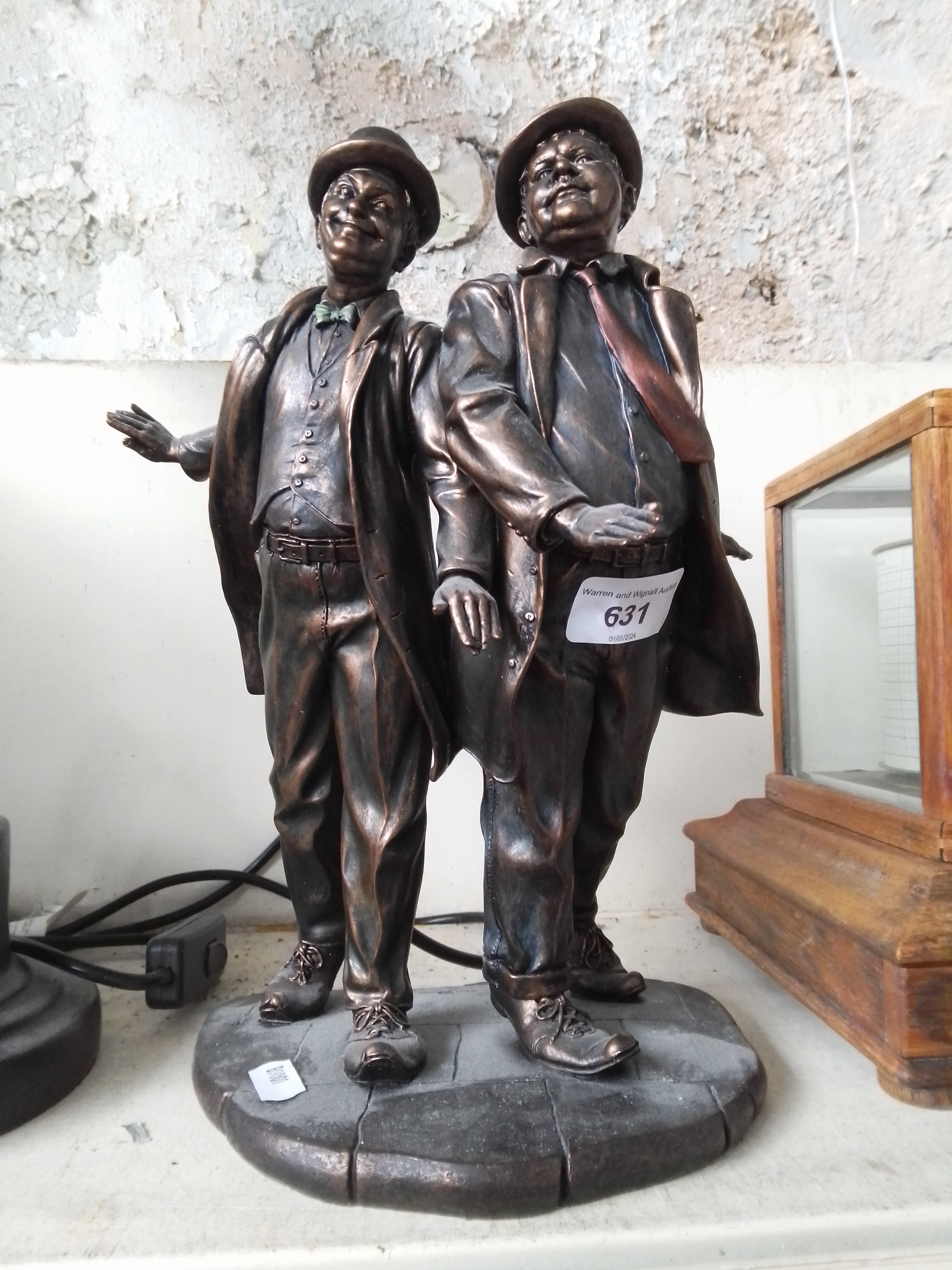 Modern Laurel and Hardy resin figure group, height 29cm. Condition - good, general wear only. - Image 2 of 3