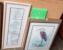 After Richard E Williams, six large signed limited edition prints, herons, shell, fish etc, all