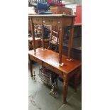 Two hardwood side tables