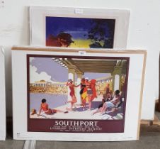 Six National Railway Museum travel and railway posters for Southport, 50cm x 70cm each.