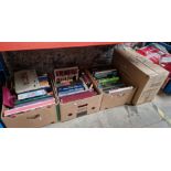 3 boxes of books and 3 boxes of Christmas illuminated displays