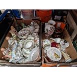 Two boxes of assorted ceramics including Spode Copelands etc.