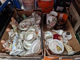 Two boxes of assorted ceramics including Spode Copelands etc.