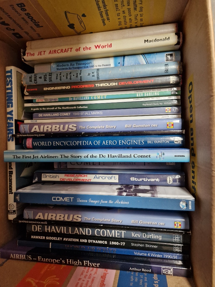 A collection of aviation books, also including a small box of postcards and some prints. - Image 4 of 9