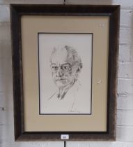 Robert Lenkiewicz (1941-2002), pencil portrait of a man, 25cm x 38cm, signed to lower right,
