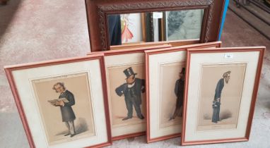 Four 19th century signed prints from the Vanity Fair 'Statesmen' series together with two oak framed