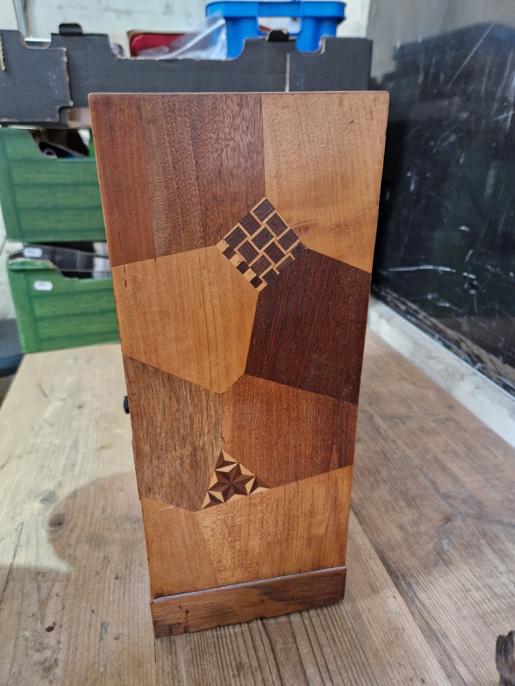 A Japanese parquetry inlaid miniautre cabinet. - Image 12 of 13