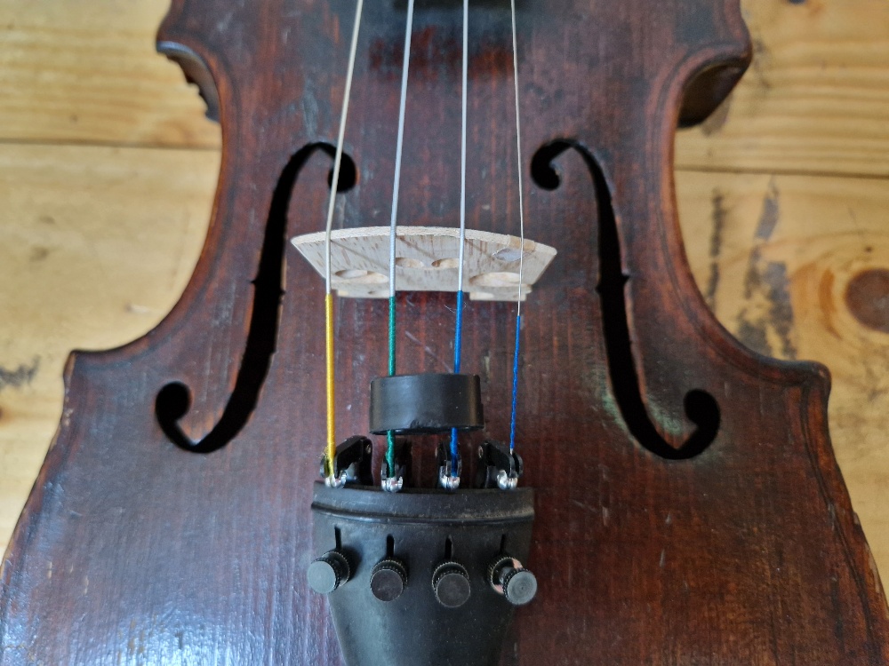 A German 19th century violin, one piece back, length 355mm, with bow stamped Homa, in hard case. - Image 17 of 18