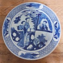 A Chinese blue and white porcelain charger, 19th century, unmarked, diameter 40.5cm.