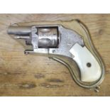 A Belgian .230 calibre centre fire pocket revolver, engraved side plates and mother of pear