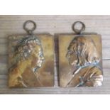 A pair of bronze plaques by Franz Stiansy, depicting Franz Liszt and Franz Hubert 5.5cm x 6.5cm.