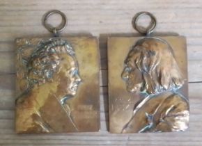 A pair of bronze plaques by Franz Stiansy, depicting Franz Liszt and Franz Hubert 5.5cm x 6.5cm.