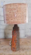 A Bernard Rooke studio pottery lamp, height 59cm (including shade).