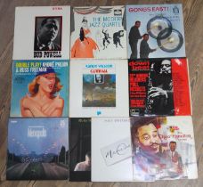 Ten assorted jazz LPs including two Chico Hamilton, Down Beat compilation, Randy Weston Carnival,