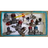 A group of eleven radio control aeroplane engines comprising five DC Ltd, an ED Bee, an ED 246, an