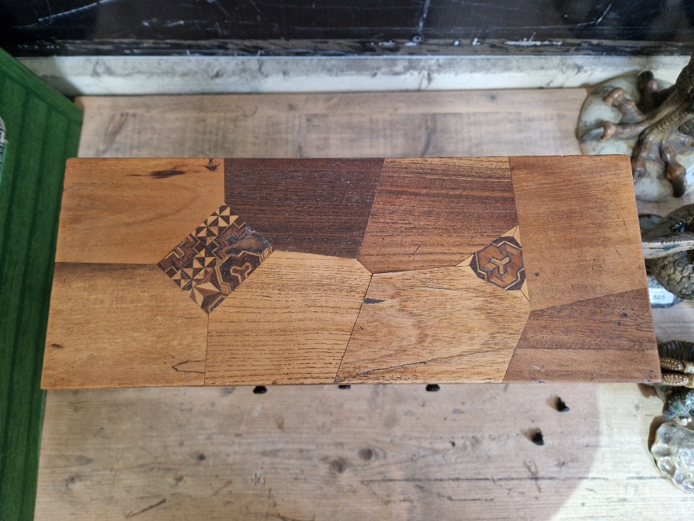 A Japanese parquetry inlaid miniautre cabinet. - Image 3 of 13