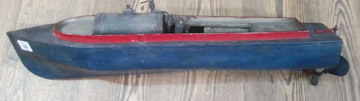 A live steam model boat, length 62cm