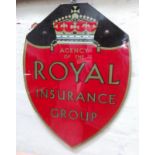 Agency of The Royal Insurance Group reverse painted glass sign, length 43cm.