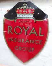 Agency of The Royal Insurance Group reverse painted glass sign, length 43cm.