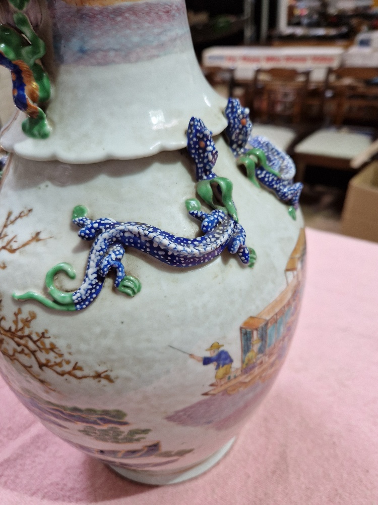 A Chinese porcelain vase, mid 19th century, decorated in over enamels with boats and figures, - Image 13 of 16