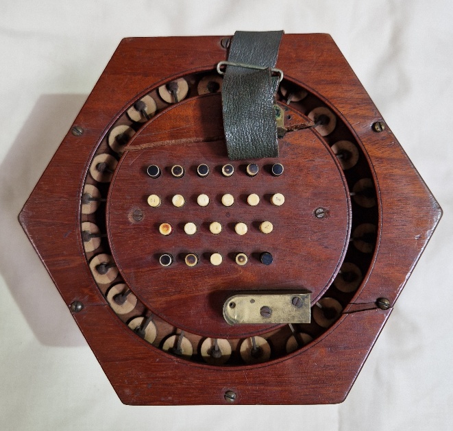 A Victorian concertina squeeze box, the mahogany case marked 'G F Wilson, London', together with a - Image 3 of 9