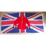 A vintage Union Jack ship's flag, 7&1/2ft x 3&1/2ft and a military dress jacket.